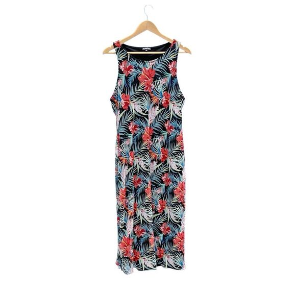 bebe Dresses & Skirts - Bebe Bright Tropical Hawaiian Maxi Resort Dress Sleeveless Lined Women’s XL USA